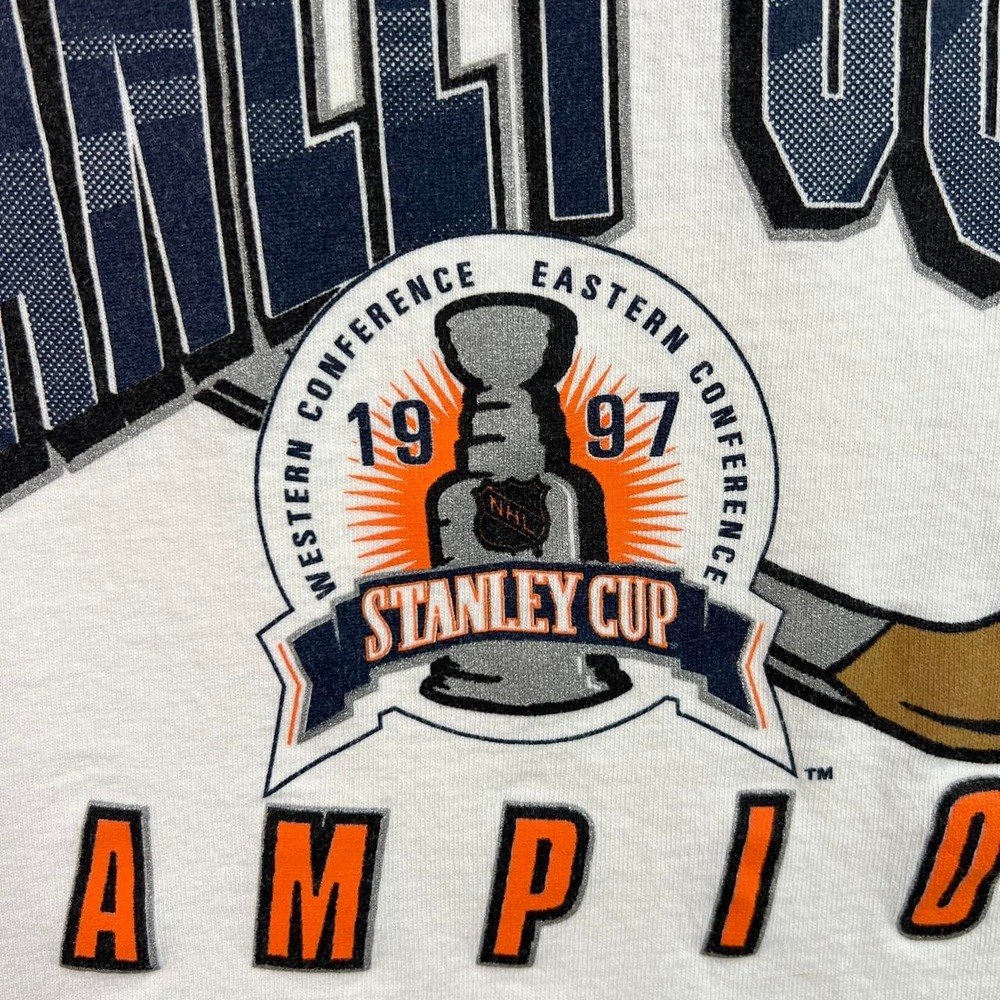 Vintage Detroit Red Wings Stanley Cup 1997 Champions White Hockey Tee Shirt M - Picture 3 of 8